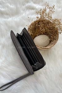 Modalamelif Askılı Telefon Bölmeli Gri Kadın Cüzdan