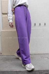 Modalamelif Bel Lastikli Bus Yazı Nakışlı Eşofman Pantolon Açık Mor