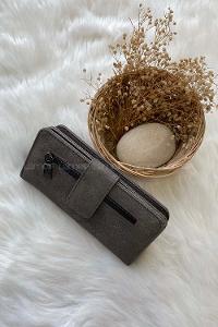 Modalamelif David Polo Büyük Boy Yumuşak Kumaş Çok Bölmeli Cüzdan Gri