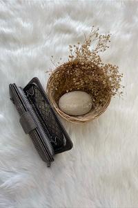 Modalamelif David Polo Büyük Boy Yumuşak Kumaş Çok Bölmeli Cüzdan Gri