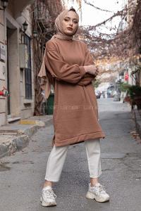 Modalamelif Düz Renk  Sweatshirt Acı Kahve