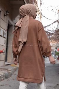 Modalamelif Düz Renk  Sweatshirt Acı Kahve