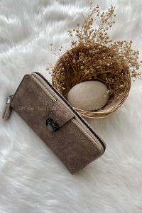 Modalamelif Kapak Kilit Büyük Boy Püsküllü Cüzdan Vizonrengi