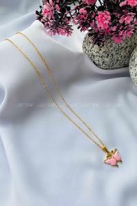 Modalamelif Özel Tasarım Pembe Kelebek Kolye