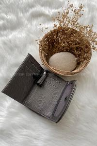 Modalamelif  Vintage Püsküllü Kapaklı Cüzdan Gri