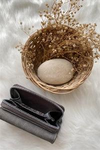 Modalamelif  Vintage Püsküllü Kapaklı Cüzdan Gri