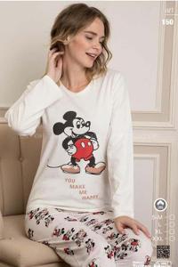 Modalamelif You Make Me Hapy Baskılı Ekru Pijama Takımı