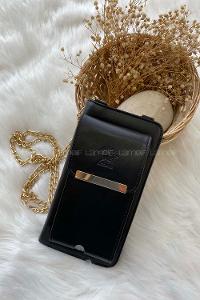 Modalamelif Zincir Askılı Telefon Bölmeli Cüzdan Siyah