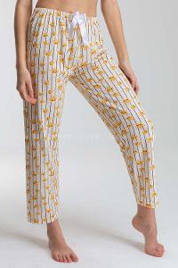 Modalamelif Çizgili Yıldız Desen Pijama Altı Krem