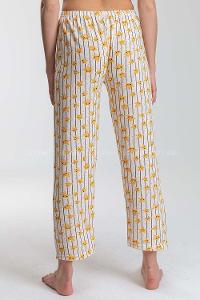 Modalamelif Çizgili Yıldız Desen Pijama Altı Krem