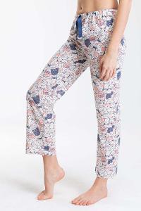 Modalamelif Kalp Desenli Pijama Altı Saks Mavisi