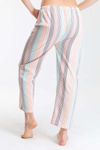 Modalamelif Renkli Çizgili Pijama Altı Ekru