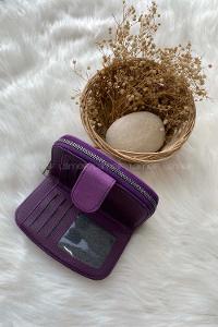 Modalamelif Kapak Kilitli Modern Cüzdan Mor