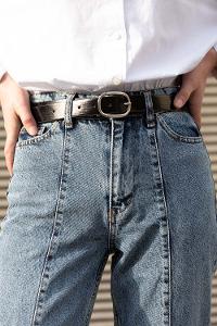 Modalamelif ElipsTokalı Gümüş Kemer Siyah