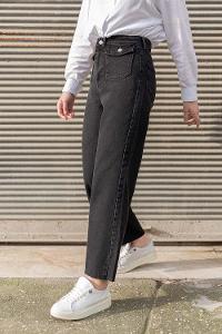 Black Denim Normal Waist Denim Pants