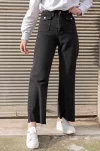 Black Denim Normal Waist Denim Pants