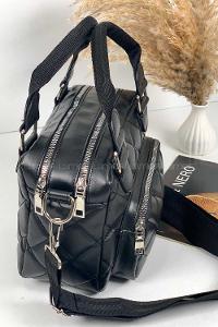 Lamelif Üç Bölmeli İçi Astarlı Çanta Siyah