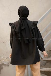 Modalamelif Önü Fırfırlı Tunik Siyah