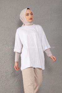 Modalamelif Yarım Kol Tişort Beyaz