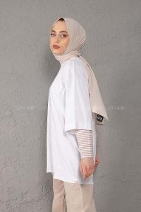 Modalamelif Yarım Kol Tişort Beyaz