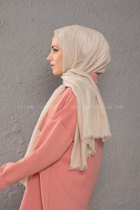 Modalamelif Açık Vizonrengi İnce Keten Şal