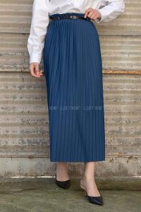 Modalamelif Kemerli Mira Etek İndigo