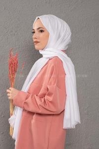 Lamelif Optik Beyaz İnce Keten Şal