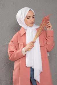 Lamelif Optik Beyaz İnce Keten Şal