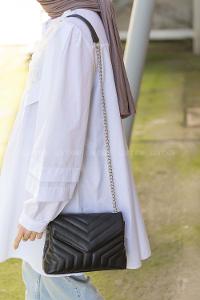 Modalamelif Kapıtone Baskı Kadın Kol Çantası Delbin Siyah