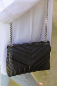 Modalamelif Kapıtone Baskı Kadın Kol Çantası Delbin Siyah