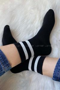 ModalemelModalamelifBeyaz Çizgili Soket Çorap Siyah
