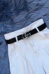 Modalamelif GG Tokalı Kemer Gümüş Siyah