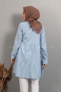 Modalamelif Yaka Bağlamalı Fırfırlı Tunik Bebe Mavisi