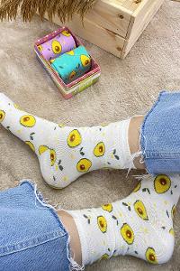 Modalamelif Avakado İşlemeli 3 lü Soket Çorap