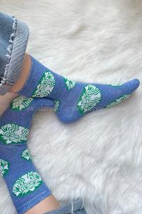 Modalamelif Baskılı Soket Çorap Mavi