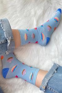 Modalamelif Candy Baskılı Soket Çorap Mavi