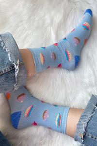 Modalamelif Candy Baskılı Soket Çorap Mavi