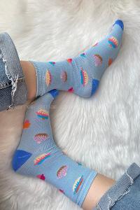 Modalamelif Candy Baskılı Soket Çorap Mavi