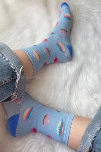 Modalamelif Candy Baskılı Soket Çorap Mavi
