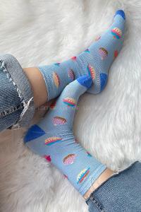 Modalamelif Candy Baskılı Soket Çorap Mavi