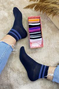 Modalamelif Çizgili Renk Kokulu Soket Çorap 6 lı