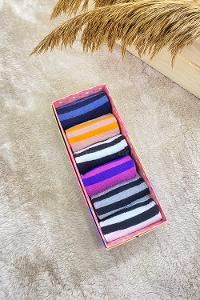 Modalamelif Çizgili Renk Kokulu Soket Çorap 6 lı