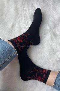 Modalamelif Forever Nakışlı Soket Çorap Siyah