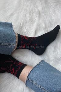 Modalamelif Forever Nakışlı Soket Çorap Siyah