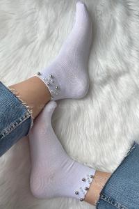 Modalamelif Bambu İncili Patik Çorap Beyaz