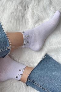 Modalamelif Bambu İncili Patik Çorap Beyaz