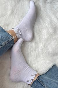 Modalamelif Bambu İncili Patik Çorap Beyaz