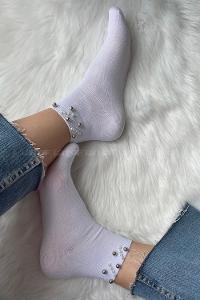 Modalamelif Bambu İncili Patik Çorap Beyaz