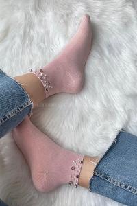 Modalamelif İncili Bambu Soket Çorap Pudra