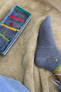 Modalamelif İşlemeli 4 lü Soket Çorap Gri